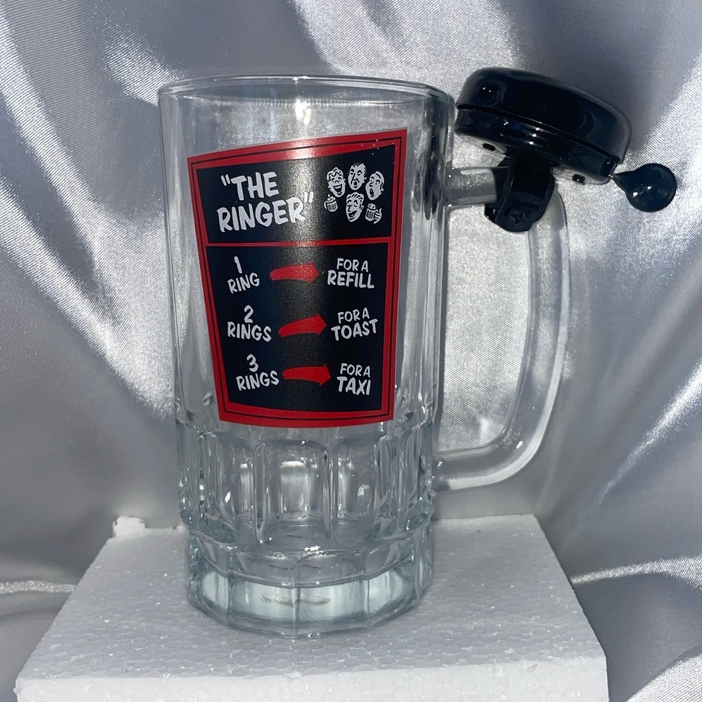 The Ringer 20oz Beer Mug w/Bell Black & Red Wembley Gag Gift Exchange New in Box
